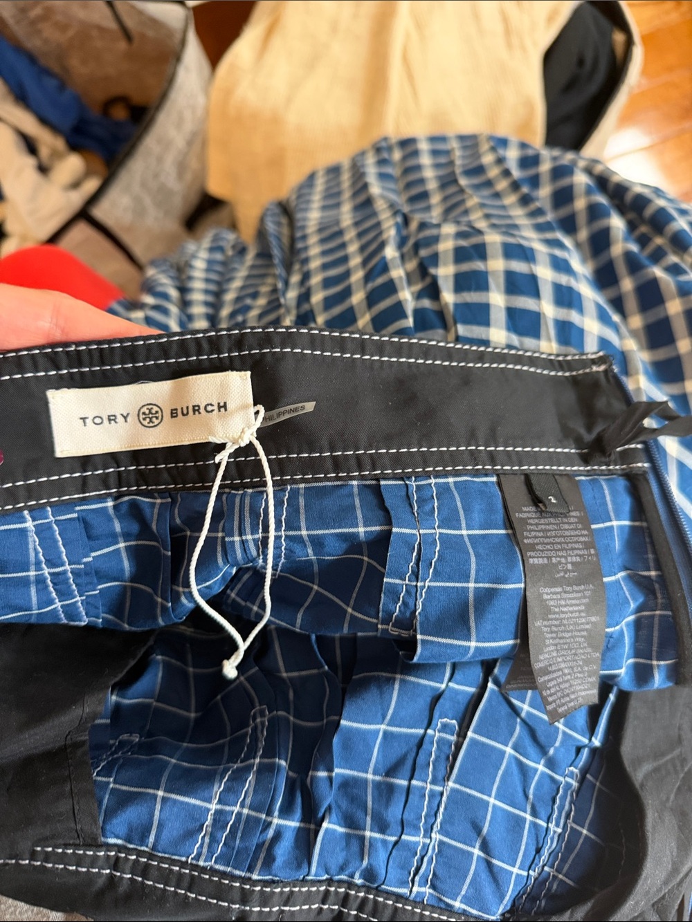Tory Burch Picnic Plaid Pleated Midi Skirt - Picture 4 of 4